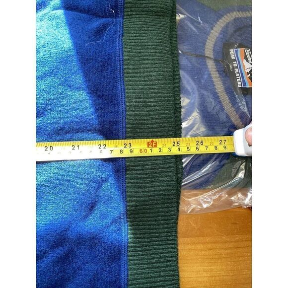Peak To Plateau NWT Yak Wool Striped Crewneck Blue & Green Anti-Itch Sweater - Picture 5 of 7